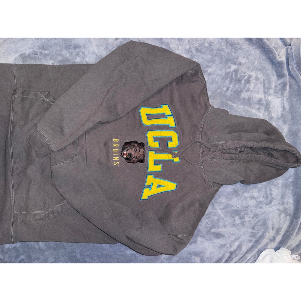 Ouray Sportswear UCLA Bruins Hoodie Gray Faded Spellout Joe Bruin Mascot Mens XL